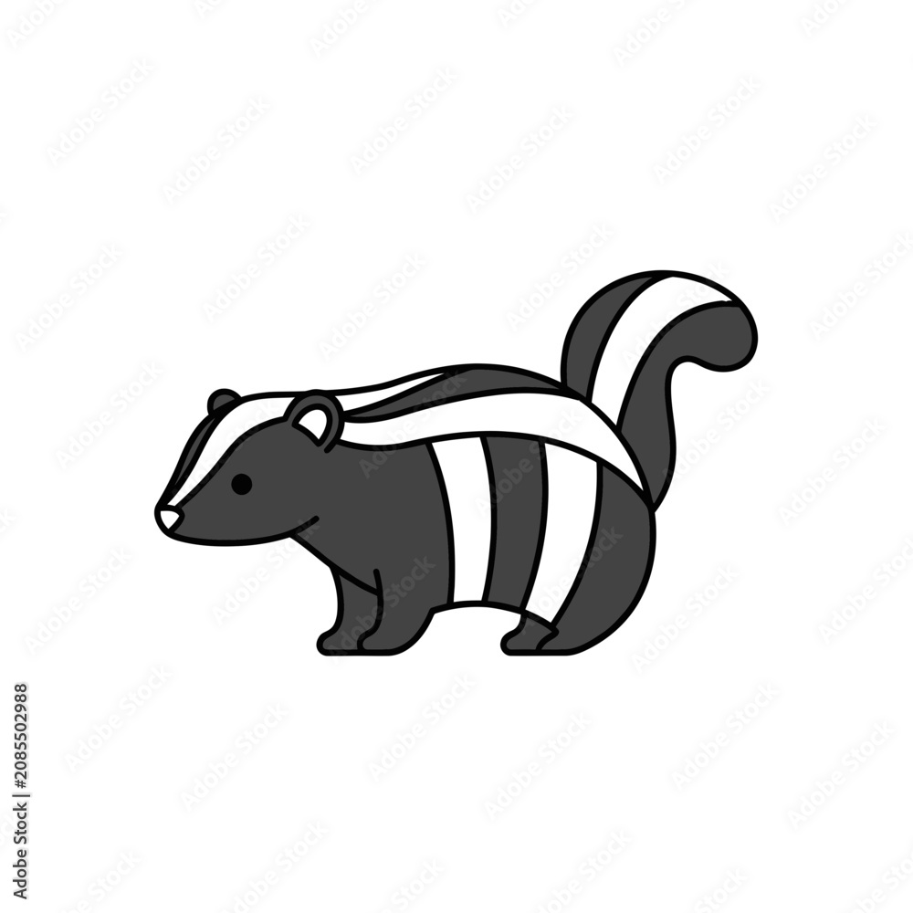Fototapeta premium Cute Cartoon Skunk Animal Illustration