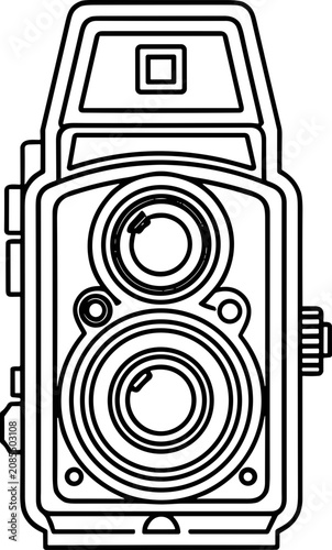 Cuadro en lienzo Vintage Twin Lens Reflex Camera Line Art Icon Illustration