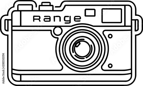 Fotografie Retro Rangefinder Camera Icon Outline, Vintage Photography Equipment, Minimalist