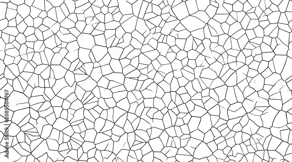 Obraz premium Abstract Voronoi diagram pattern with irregular polygonal cells in black and white vector graphic design element