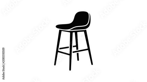 Vector illustration of minimalist bar stool icon, modern furniture design vector illustration on a transparent background