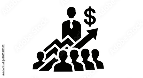 Business Growth Icon: Teamwork, Success, and Financial Increase