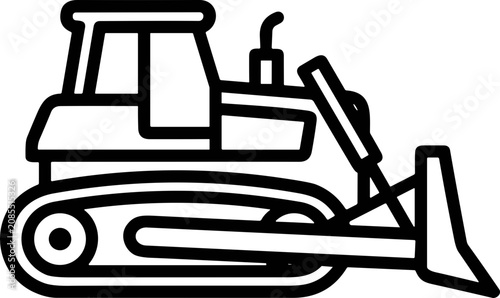 Картината върху платно Line art illustration of a bulldozer on a white background