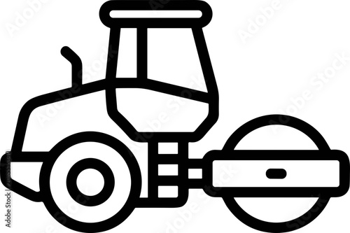 Foto Road Roller Construction Vehicle Icon - Vector Illustration