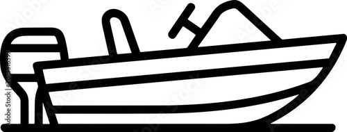 Foto Speedboat graphic icon, simple line art, motorboat vector illustration