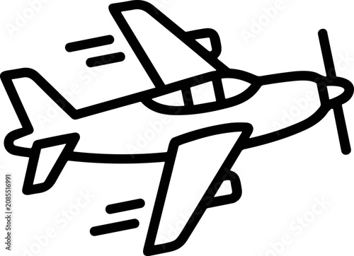 Bilde på lerret Retro Airplane Flying Fast - Vintage Aircraft Line Art Icon