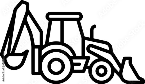 Photos Backhoe Loader Icon - Construction Vehicle Line Art