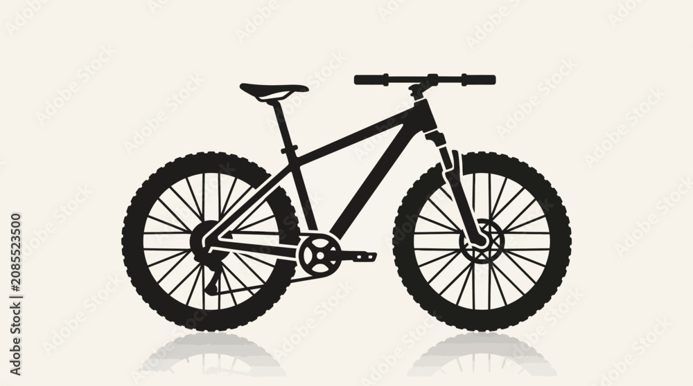 Fototapeta premium Minimalist mountain bicycle icon featuring a modern hardtail bicycle with.