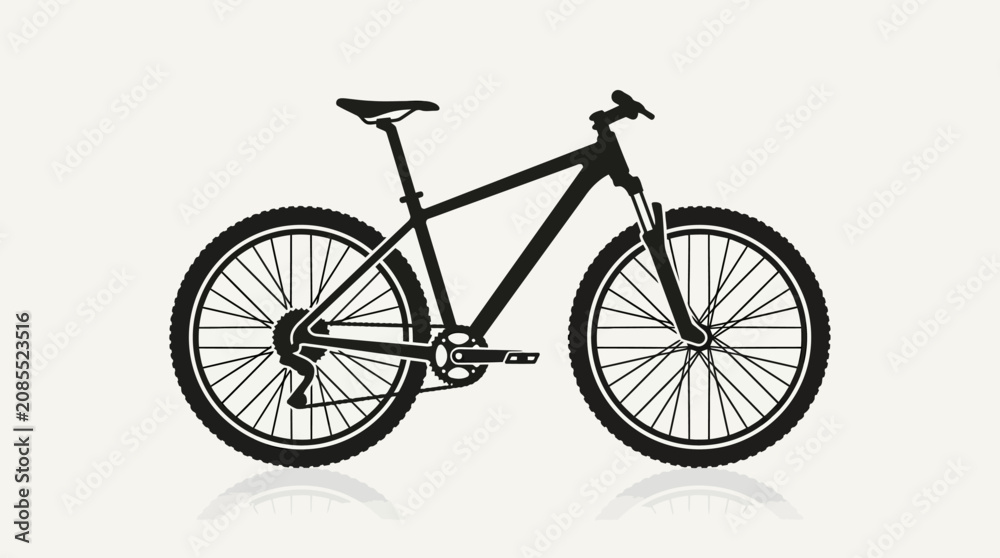 Fototapeta premium Minimalist mountain bicycle icon featuring a modern hardtail bicycle with.