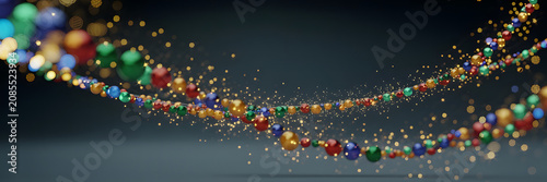 Close-up of colorful string lights hanging in dark setting