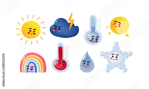 Foto Set of kids weather characters