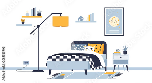 Modern smart home automation system with car and devices.