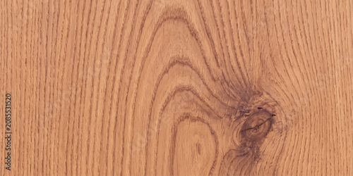 Εκτύπωση καμβά Close-up shot of a light brown wooden surface with prominent grain patterns and a knot, showcasing the natural texture of aged timber