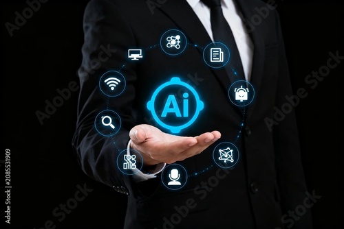 Businessman with AI Technology Icons