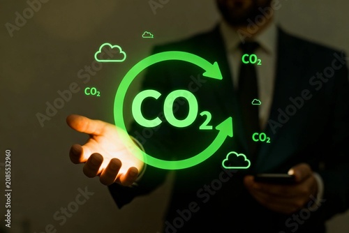 Businessman with CO2 Cycle Icon