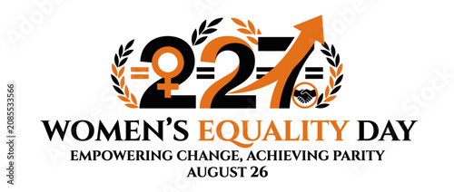 Women's Equality Day August 26 Empowering Change Achieving Parity Logo