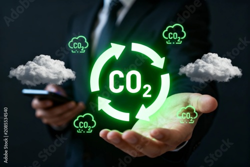 Businessman with CO2 Recycling Icon