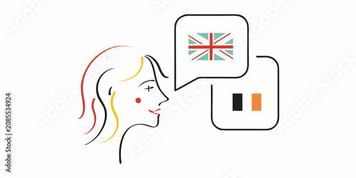 Cuadro en lienzo Language Communication Illustration With United Kingdom And Ivory Coast Flags