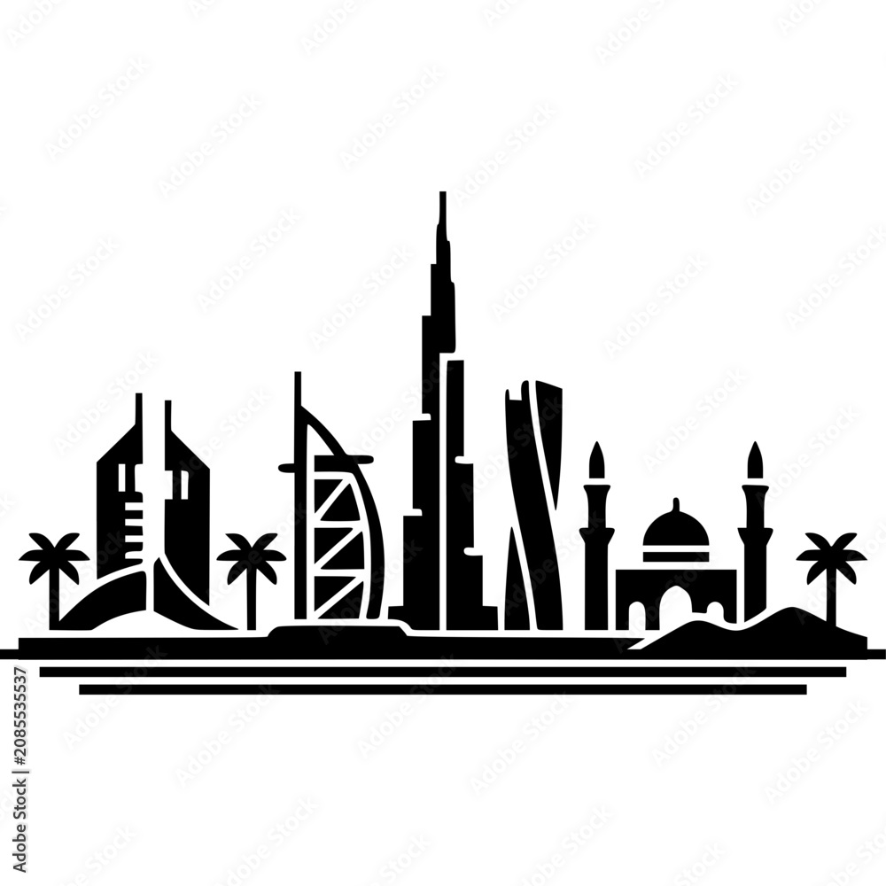 Fototapeta premium Dubai Cityscape Icon Vector