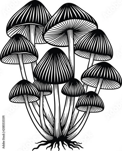 Black and white line of a stylized dandelion with seeds dispersing line dandelion seed head d