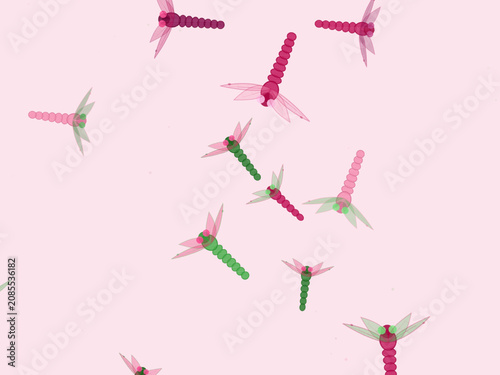 Canvas Print Bold Colorful Dragonflies Garden Insect Pattern