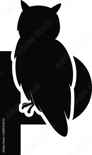 Owl Silhouette on Letter P Logo