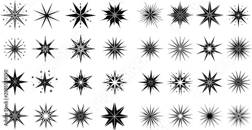 Black and white of decorative starburst shapes in a grid pattern star shape geometric pattern