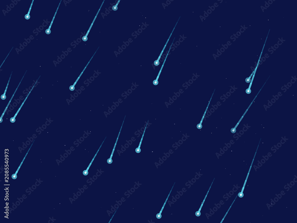 Fototapeta premium Meteor Shower Shooting Stars Dark Sky Background