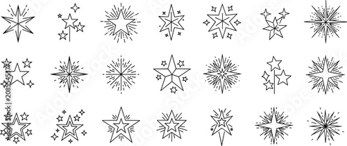 Black and white of starburst shapes and geometric patterns abstract shapes desi