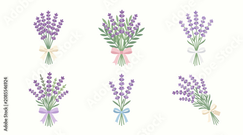 Obraz na płótnie A collection of colorful lavender bouquets.