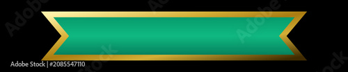 Foto Luxury 3D green enamel ribbon banner with heavy gold bezel
