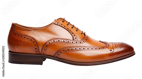 Foto Brown leather wingtip oxford shoes with brogue detailing