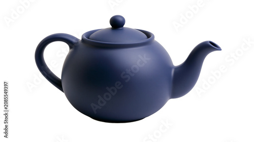 Foto Matte dark blue ceramic teapot with lid and handle