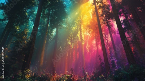 Vibrant, mystical forest
