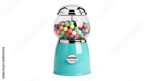 Foto Turquoise gumball machine filled with colorful candy