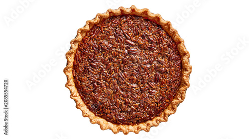 Tableau sur toile Whole pecan pie with flaky crust and rich filling