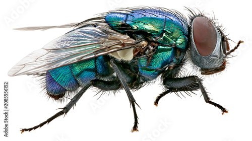 Fotografía Metallic green and blue fly with large compound eyes and wings