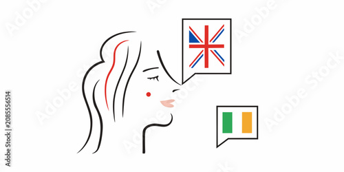 Cuadro en lienzo Language Communication Illustration With Flags Minimalist Vector Style