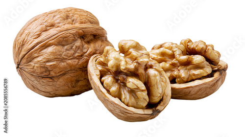 Foto Whole and cracked walnuts with kernels visible