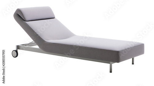 Obraz na płótnie Modern grey chaise lounge with adjustable headrest and metal frame