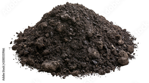 Foto Pile of dark rich soil with clumps and fine particles