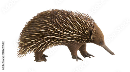 Short-beaked echidna with sharp spines and brown fur