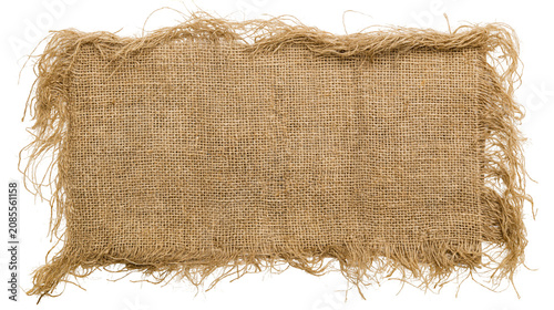 Cuadro en lienzo Rough burlap fabric swatch with frayed edges