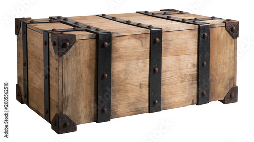 Tableau sur toile Wooden antique chest with metal straps and rivets