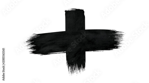 Black brush stroke plus sign