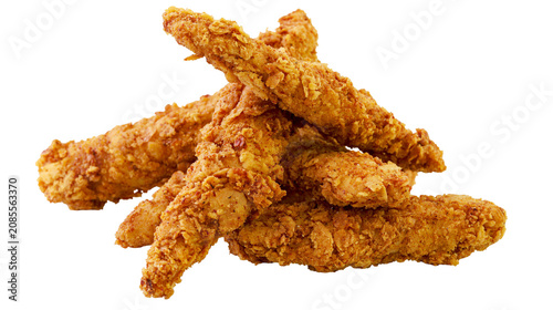 Photography Crispy golden fried chicken tenders pile
