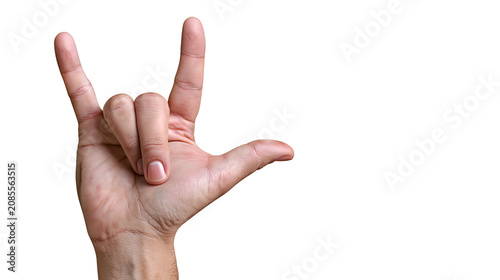Foto Hand making rock on gesture with index and pinky fingers up