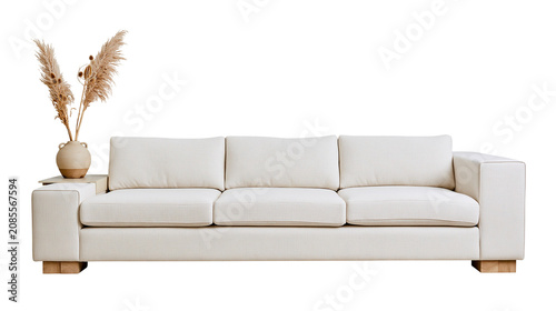 Quadro su tela Cream fabric sofa with decorative dried grass in a vase