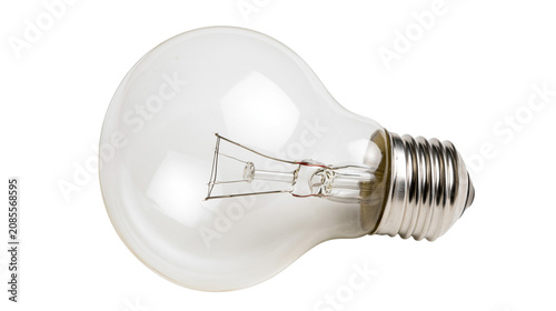 Obraz na plátně Clear glass incandescent light bulb with metal screw base