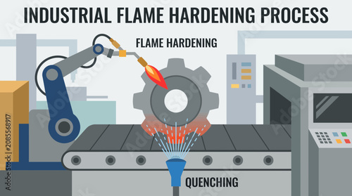 Bild auf Leinwand Industrial Flame Hardening Process for Tool Steel Components